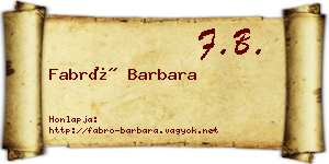 Fabró Barbara névjegykártya